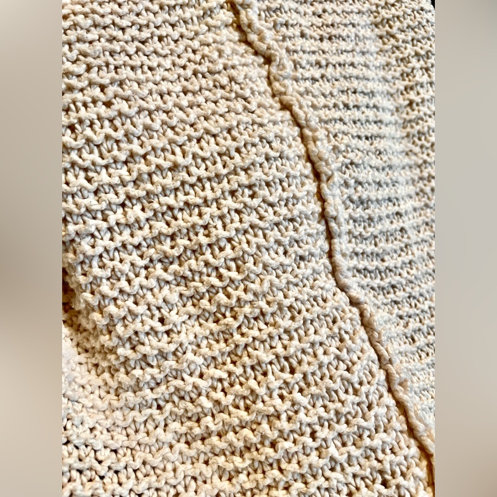 Free People oatmeal beige Knit V neck oversized slouchy off shoulder sweater m - Picture 14 of 14